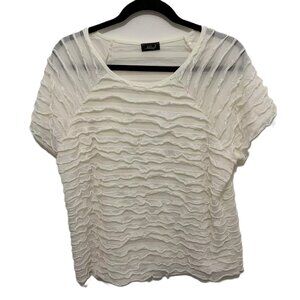 Creamy White Ruffled Top Short Sleeves Lined by Ashley Jill Womens Medium